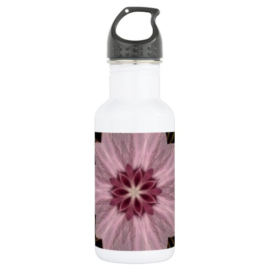 Roze Floral Abstract Waterfles (Voorkant)