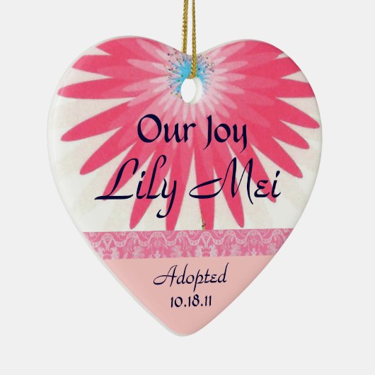 Roze Floral Adoption Announcement Keepslag Keramisch Ornament (Rechts)