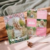 Roze Floral Afstuderen Kaart