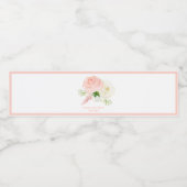 Roze Floral Baby Girl Waterverf Naam Baby shower Waterfles Etiket (Enkel label)