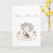 Roze Floral Baby Harten Moederdag Kaart (Gele Bloem)