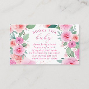 Roze Floral Baby in Bloom Books voor Baby Informatiekaartje