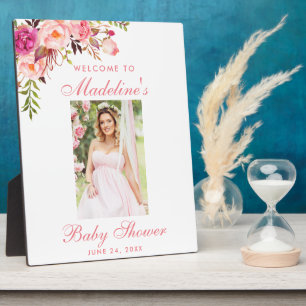 Roze Floral Baby shower Foto Welkom Fotoplaat