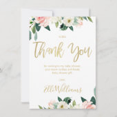 Roze Floral Baby shower Hartelijk dank Kaart (Voorkant)