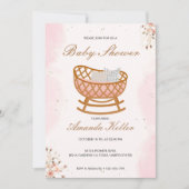 Roze Floral Baby shower Kaart (Voorkant)