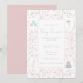 Roze Floral Baby shower Kaart (Voorkant / Achterkant)