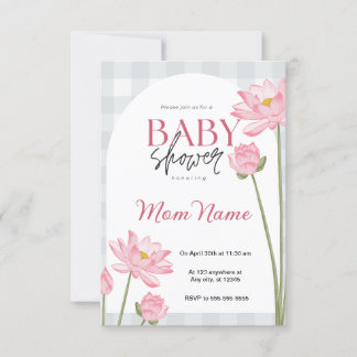 Roze Floral Baby shower Kaart
