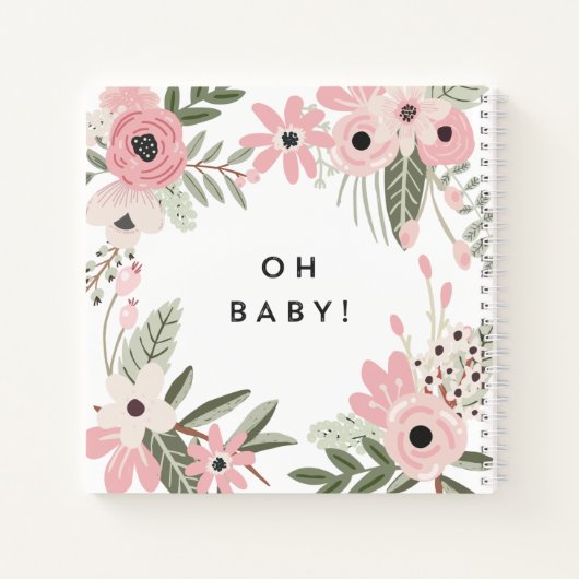  Roze Floral Baby shower Spiral Guest Book Notitieboek (Achterkant)