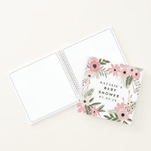  Roze Floral Baby shower Spiral Guest Book