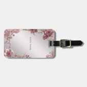 Roze  Floral Bagagelabel (Voorkant horizontaal)