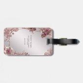 Roze  Floral Bagagelabel (Achterkant horizontaal)