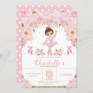 Roze Floral Ballerina Birthday Tutu Ballet Dance Kaart