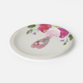 Roze Floral Ballerina First Birthday 7" Bord (Gekanteld)