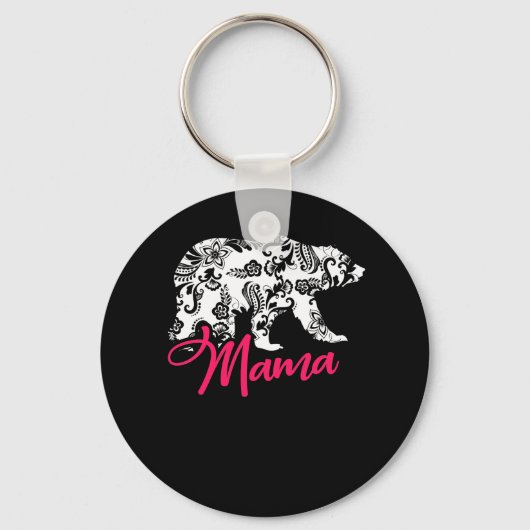 Roze Floral Best Mama Beer Gift Sleutelhanger (Voorkant)