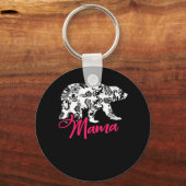 Roze Floral Best Mama Beer Gift Sleutelhanger (Voorkant)