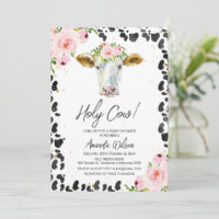 Roze Floral Black Koe Afdrukken Baby shower Koe He
