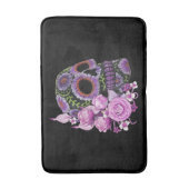 Roze Floral Black Sugar Skull Day of the Dead Badmat (Voorkant Verticaal)