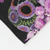 Roze Floral Black Sugar Skull Day of the Dead Fleece Deken (Hoek)