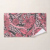 Roze Floral Black White Leopard Animal Print Bad Handdoek (Handdoek)