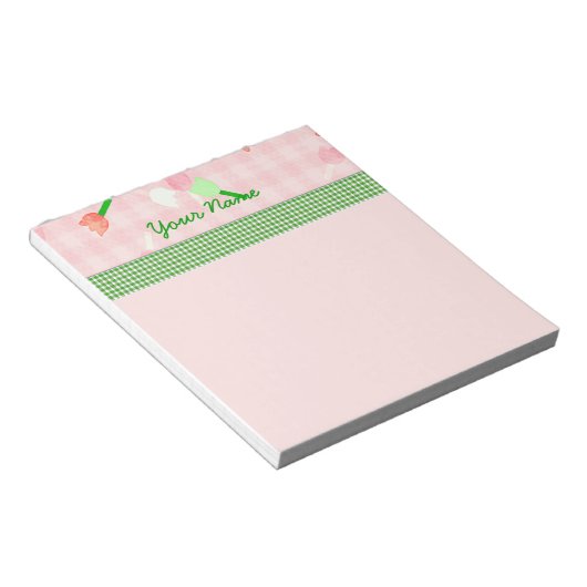 Roze Floral Blocnote (Schuin)
