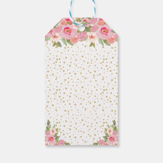 Roze Floral Blonde Hair Girl Sweet Sixteen Cadeaulabel (Achterkant)