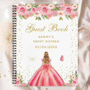Roze Floral Blonde Hair Princess Sweet Sixteen Notitieboek