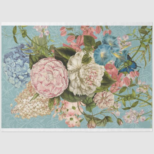 Roze-floral boeket decoupage-Tissue-Paper Tissuepapier (Voorkant)