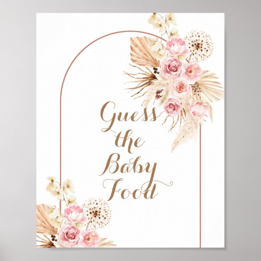 Roze Floral Boho Pampas raad het Baby-bord Poster (Voorkant)