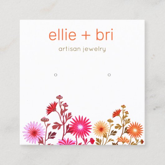  roze Floral Boho Stud Earring Display Vierkante Visitekaartje (Voorkant)