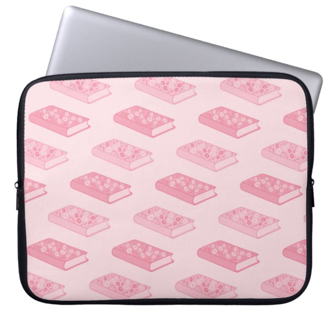 Roze Floral Books Laptop Sleeve (Voorkant)