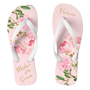 Roze Floral botanische moeder van het bruinhuwelij Teenslippers
