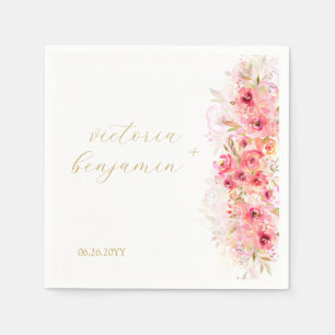 Roze Floral Botanische Tuin Colorful Wedding Servet