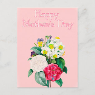 Roze Floral Bouquest Happy Moederdag Briefkaart