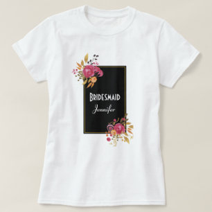 Roze Floral Bouquet op zwart Lijst T-shirt