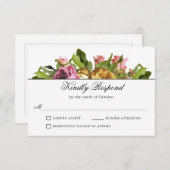 Roze Floral Bouquet Wedding RSVP (Voorkant / Achterkant)