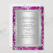 Roze Floral & Bow 25th Wedding Jubileum Invite Kaart (Achterkant)