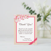 Roze Floral Branch 4x5 Flat Wedding Hartelijk dank Bedankkaart (Staand voorkant)