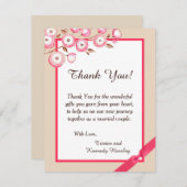 Roze Floral Branch 4x5 Flat Wedding Hartelijk dank Bedankkaart (Voorkant / Achterkant)