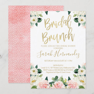 Roze Floral Bridal Brunch Bridal Shower Kaart