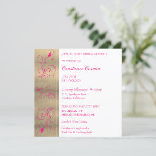 Roze Floral Bridal Shower Kaart