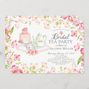  Roze Floral Bridal Tea Party Uitnodiging
