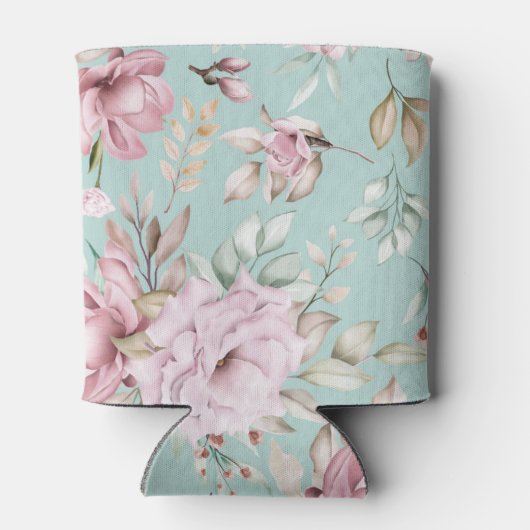 Roze Floral Bride Blikjeskoeler (Achterkant)