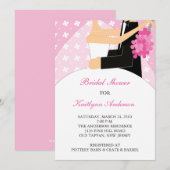 Roze Floral Bride Bridal Shower Kaart (Voorkant / Achterkant)