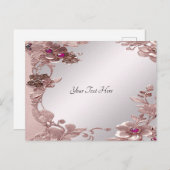 Roze  Floral Briefkaart (Voorkant / Achterkant)