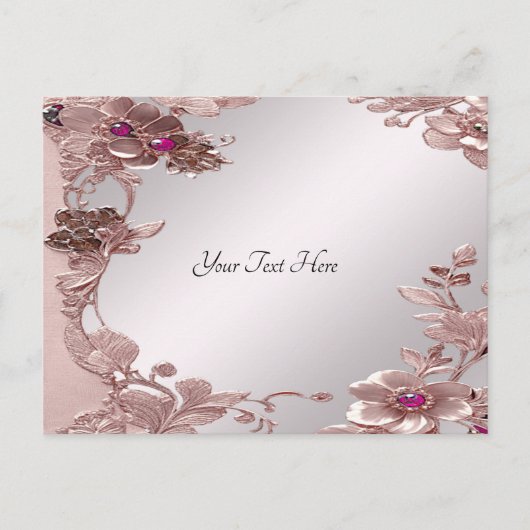 Roze  Floral Briefkaart (Voorkant)