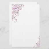 Roze Floral Briefpapier (Voorkant / Achterkant)