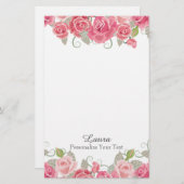  roze Floral Briefpapier (Voorkant / Achterkant)