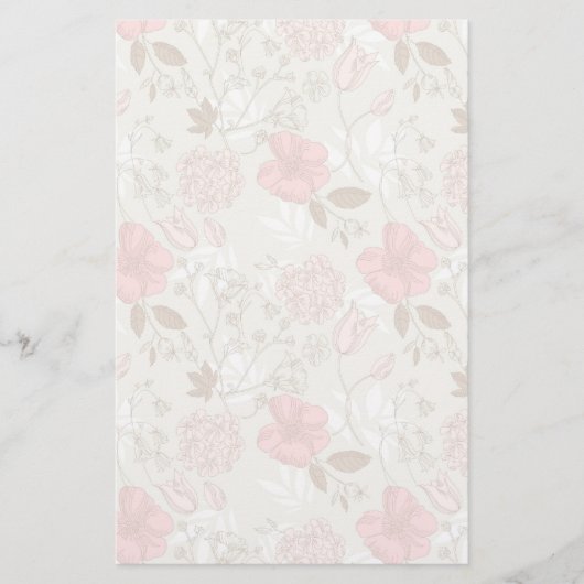  roze Floral Briefpapier (Voorkant)