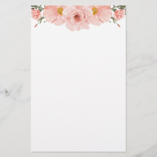 Roze Floral Briefpapier (Voorkant)
