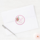  roze Floral bruiloft Dank je Ronde Sticker (Envelop)